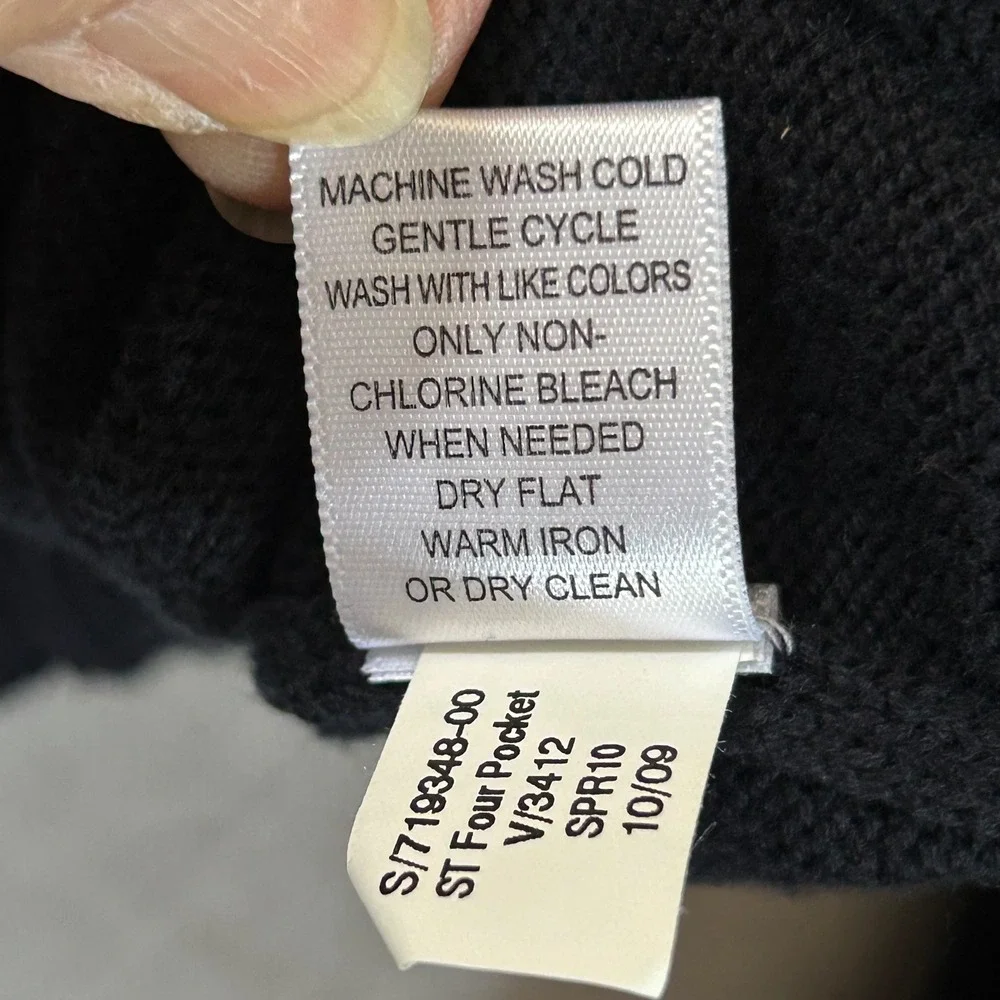 Banana Republic Mens Black 4-Pocket Military Cardigan Sweater Mock Neck M 719348